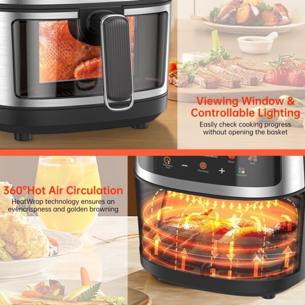 Silver Crest 8L Digital Air Fryer, Visible Viewing Food Basket, 8 Pre-set Functions, 1400W (Stainless Steel) - Image 7