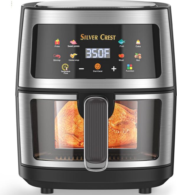 Silver Crest 8L Digital Air Fryer, Visible Viewing Food Basket, 8 Pre-set Functions, 1400W (Stainless Steel) - Image 9