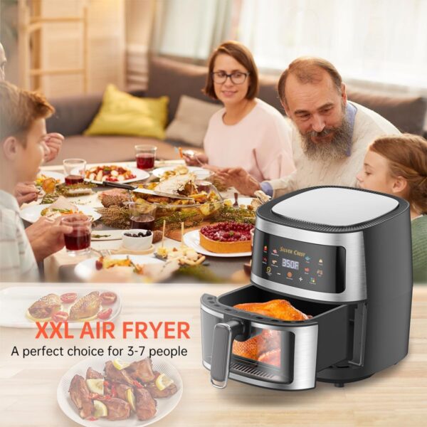 Silver Crest 8L Digital Air Fryer, Visible Viewing Food Basket, 8 Pre-set Functions, 1400W (Stainless Steel) - Image 4
