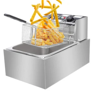 Hoffmans 6 liter Electric Single Deep Fryer, Stainless Steel, Adjustable thermostat, Overheat protection