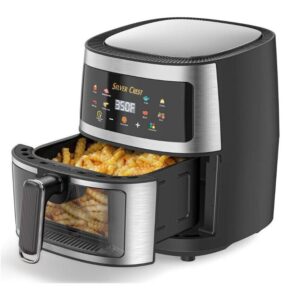 Silver Crest 8L Digital Air Fryer, Visible Viewing Food Basket, 8 Pre-set Functions, 1400W (Stainless Steel)