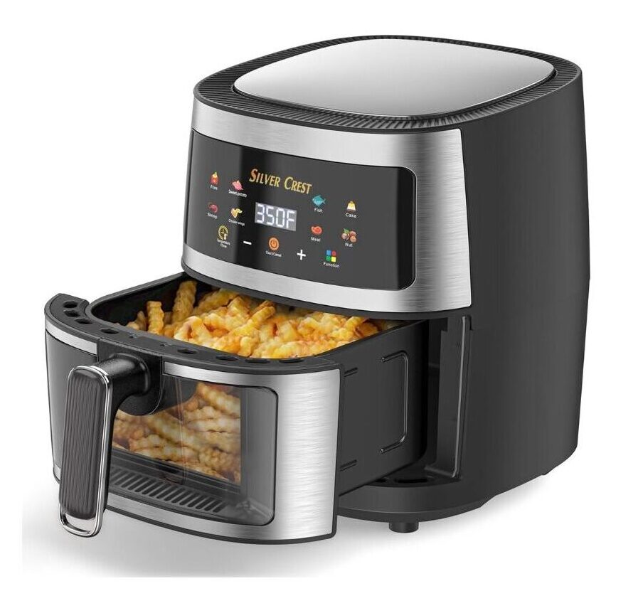 Silver Crest 8L Digital Air Fryer, Visible Viewing Food Basket, 8 Pre-set Functions, 1400W (Stainless Steel) Silver Crest 8L Digital Air Fryer, Visible Viewing Food Basket, 8 Pre-set Functions, 1400W (Stainless Steel)