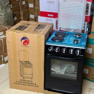 All Star Cooker With 2 Gass Burners + 2 Electric Burners, 50cm by 50cm, Gass Oven, Stainless Steel