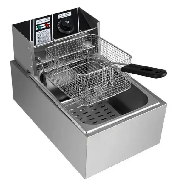 Hoffmans 6 liter Electric Single Deep Fryer, Stainless Steel, Adjustable thermostat, Overheat protection